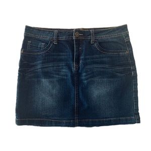 Earl Jean Dark Wash Blue Jean Mini Skirt
